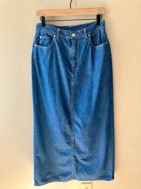 POLO JEANS CO Ralph Lauren Denim Long Split Inseam Maxi Skirt